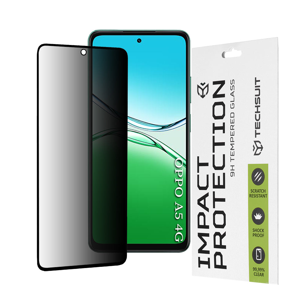 Privacy Techsuit Displayschutzfolie für Oppo A5 4G, gehärtetes Glas, Full Glue, 111D
