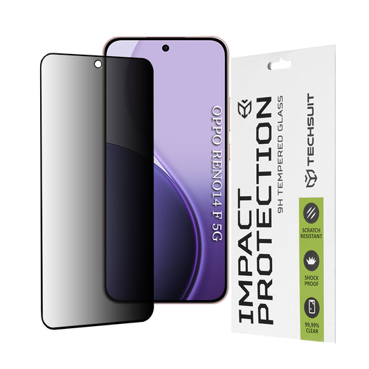 Privacy Techsuit Displayschutzfolie für Oppo Reno14 FS 5G / Reno14 F, gehärtetes Glas, Full Glue, 111D