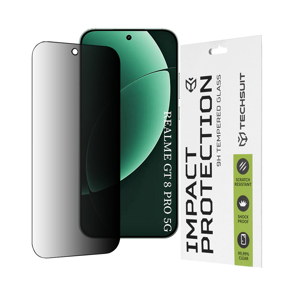 Schutzfolie Privacy Techsuit für Realme GT 8 Pro, gehärtetes Glas, Full Glue, 111D