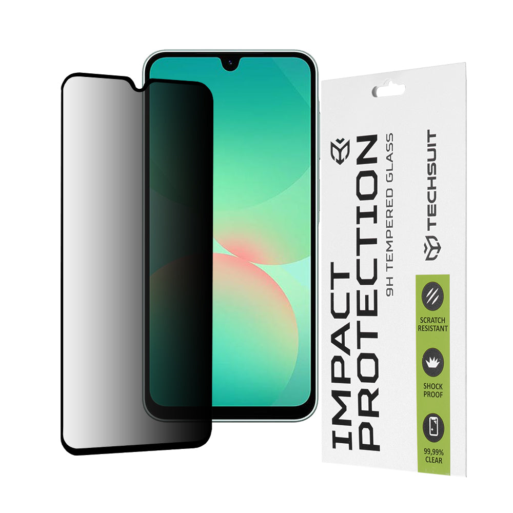 Privacy Techsuit Displayschutzfolie für Samsung Galaxy A26 A266, gehärtetes Glas, Full Glue, 111D