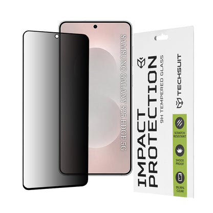 Privacy Techsuit Displayschutzfolie für Samsung Galaxy S25 Edge S937, gehärtetes Glas, Full Glue, 111D