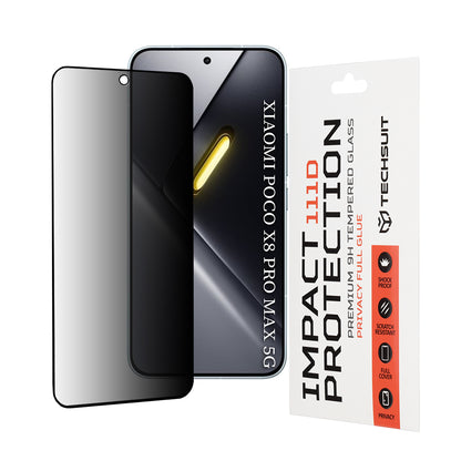 Schutzfolie Privacy Techsuit für Xiaomi Poco X8 Pro Max, gehärtetes Glas, Full Glue, 111D