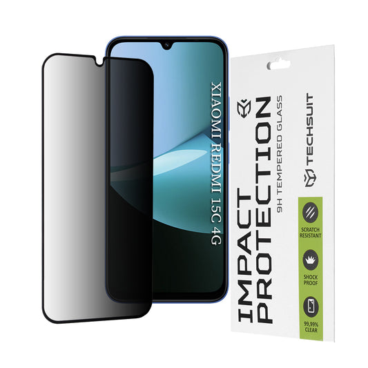Privacy Techsuit Displayschutzfolie für Xiaomi Redmi 15C 5G / 15C 4G, gehärtetes Glas, Full Glue, 111D