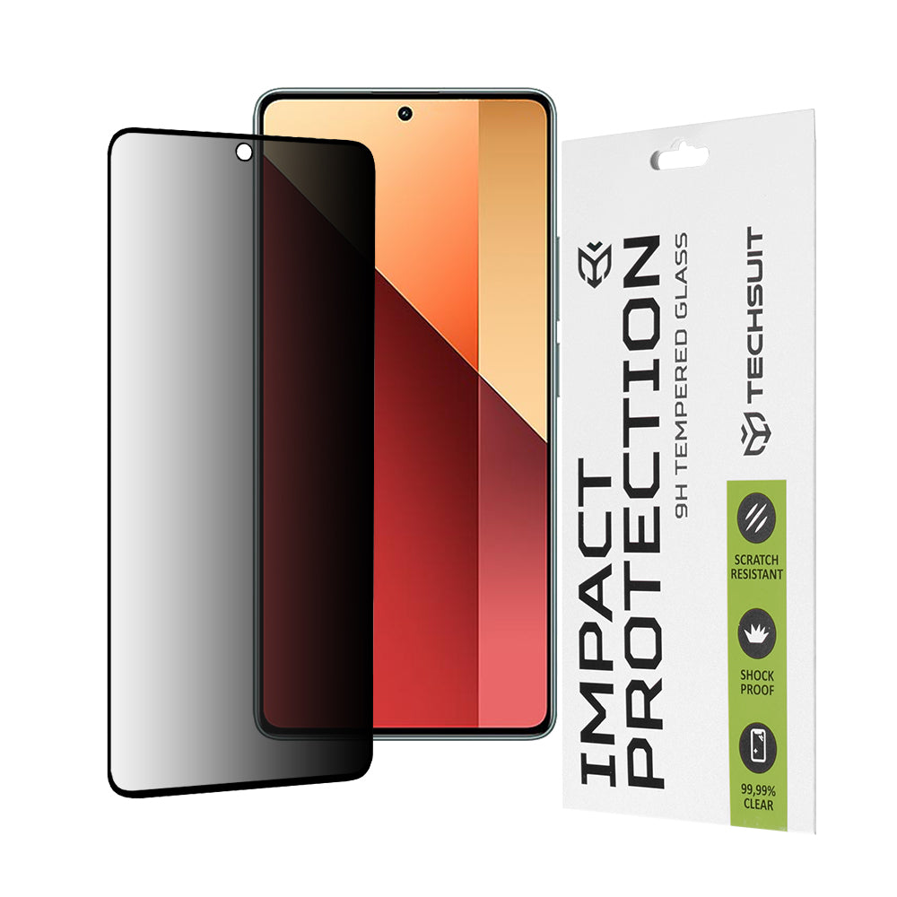 Privacy Techsuit Displayschutzfolie für Xiaomi Redmi Note 13 Pro 4G / Poco M6 Pro 4G, gehärtetes Glas, Full Glue, 111D