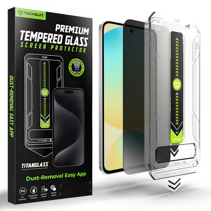 Privacy-Schutzfolie Techsuit TitanGlass CrystalHD für Samsung Galaxy S24 FE S721, Sicherheitsglas, Vollkleber
