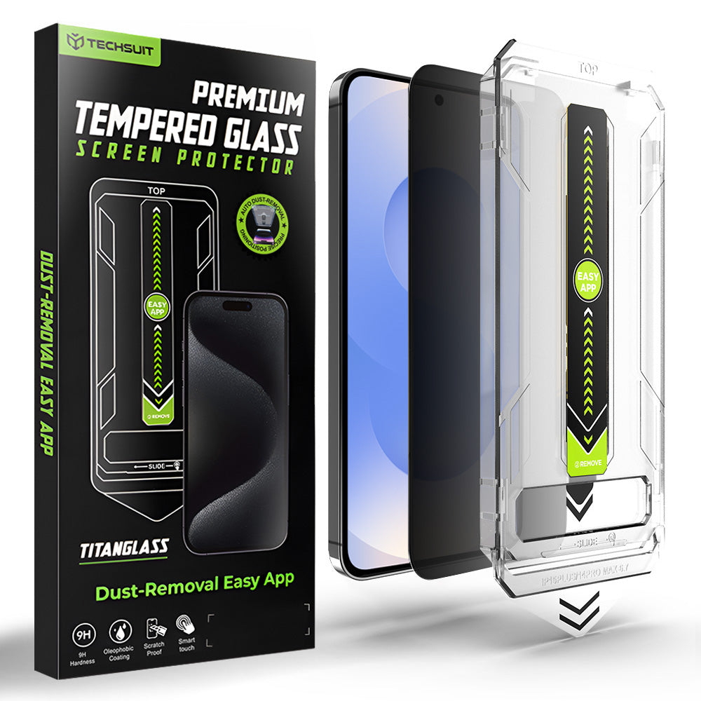 Schutzfolie Privacy Techsuit TitanGlass CrystalHD für Samsung Galaxy S26 S942, gehärtetes Glas, Vollkleber