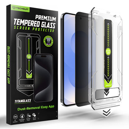 Schutzfolie Privacy Techsuit TitanGlass CrystalHD für Samsung Galaxy S26 S942, gehärtetes Glas, Vollkleber