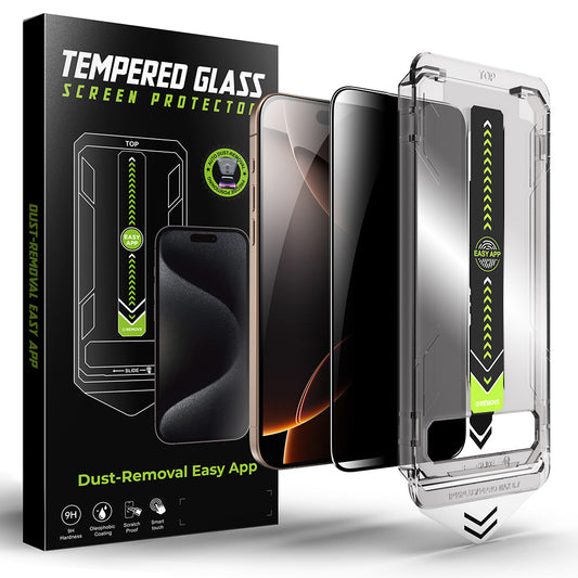 Privacy-Schutzfolie Techsuit TitanGlass für Apple iPhone 16 / 15, Sicherheitsglas, Vollkleber