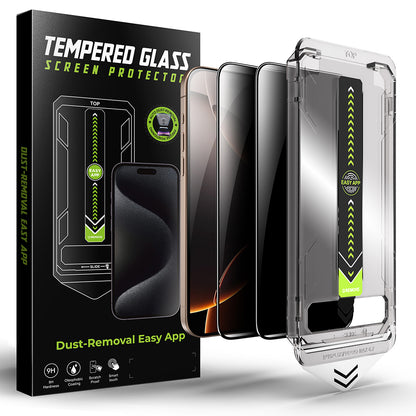 Privacy Screen Protector Techsuit TitanGlass for Apple iPhone 16 / 15, Tempered Glass, Full Glue, Set of 2 pieces