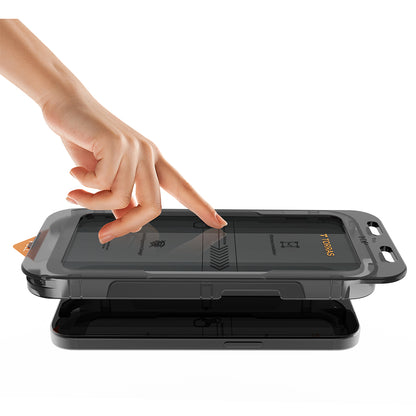 Schutzfolie Privacy Torras GlassGo Install Master für Apple iPhone 16 Pro, Gehärtetes Glas, Vollverklebung