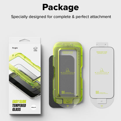 Ringke Easy Slide Displayschutzfolie für Apple iPhone 17 Pro Max, gehärtetes Glas, Full Glue, 2er-Set