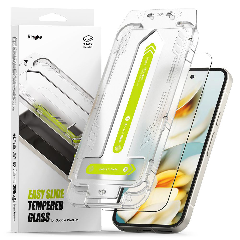 Ringke Easy Slide Displayschutzfolie für Google Pixel 9a, gehärtetes Glas, Full Glue, 2er-Set