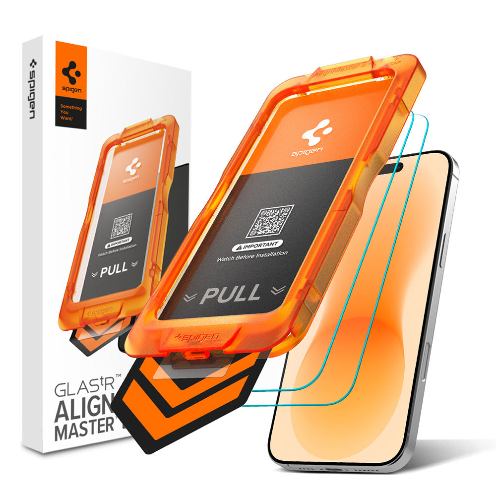 Spigen GlastR AlignMaster S Displayschutzfolie für Apple iPhone 18 Pro Max / 17 Pro Max, gehärtetes Glas, Full Glue, 2 Stück Set AGL10101