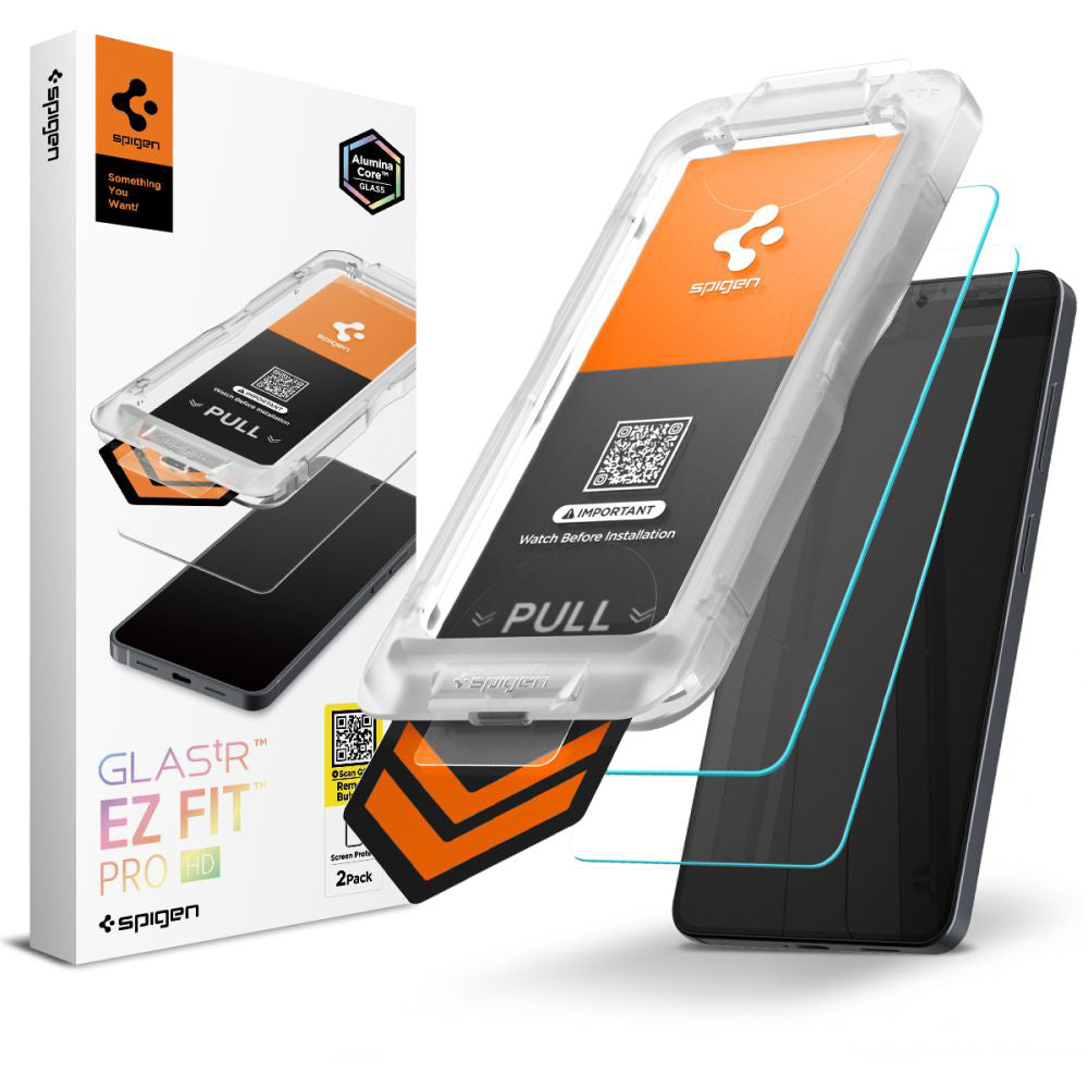 Schutzfolie Spigen GlastR EZ FIT Pro HD für Samsung Galaxy S26 Plus S947, gehärtetes Glas, Vollkleber, Set mit 2 Stück AGL11084