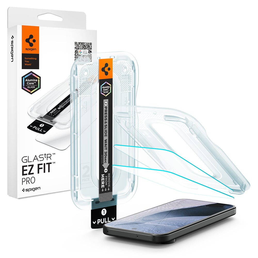 Spigen GlastR EZ FIT Pro Screen Protector for Google Pixel 11 Pro / 11, Tempered Glass, Full Glue, Set of 2 pieces AGL11480