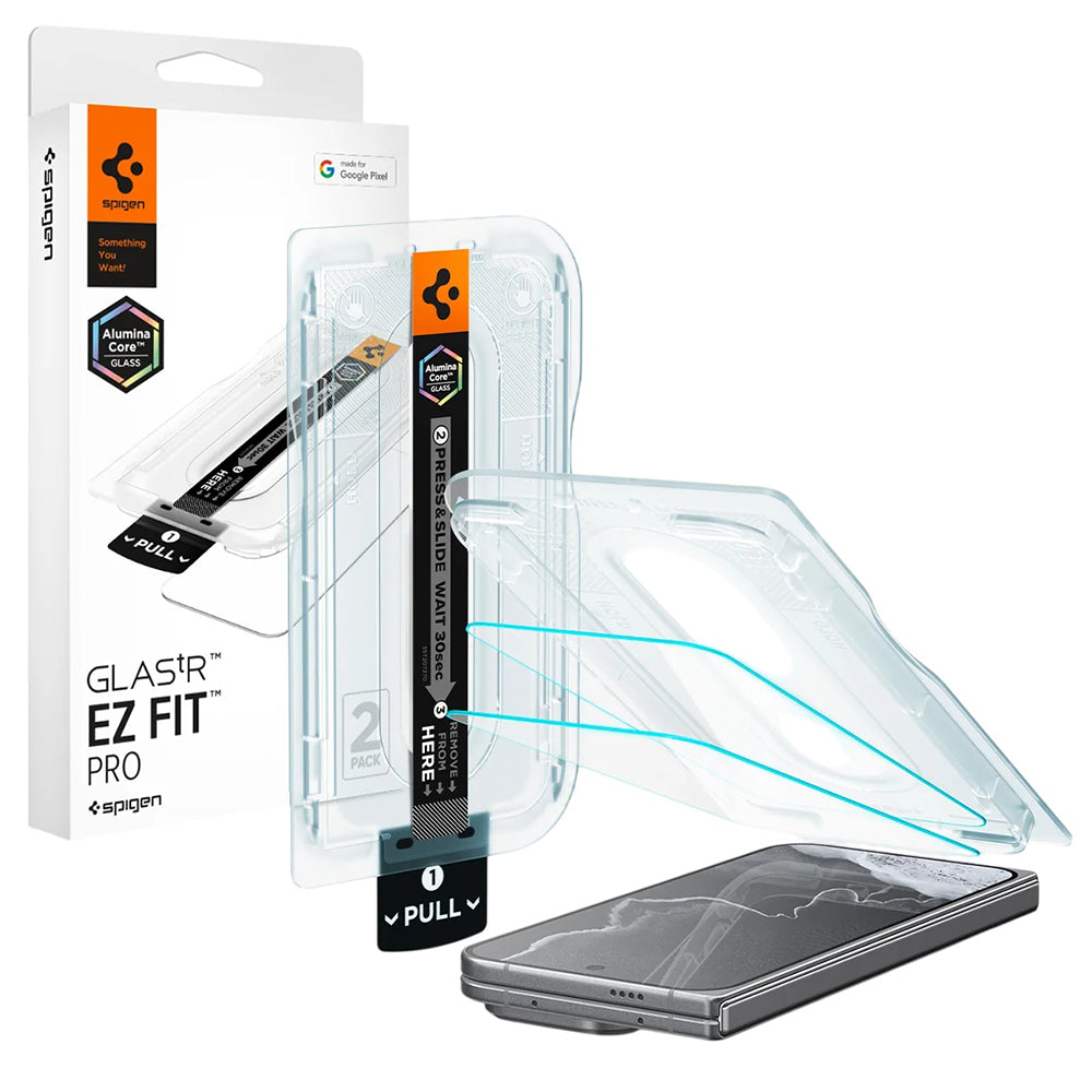 Spigen GlastR EZ FIT Pro Displayschutzfolie für Google Pixel 11 Pro Fold, gehärtetes Glas, Full Glue, 2er-Set AGL11490