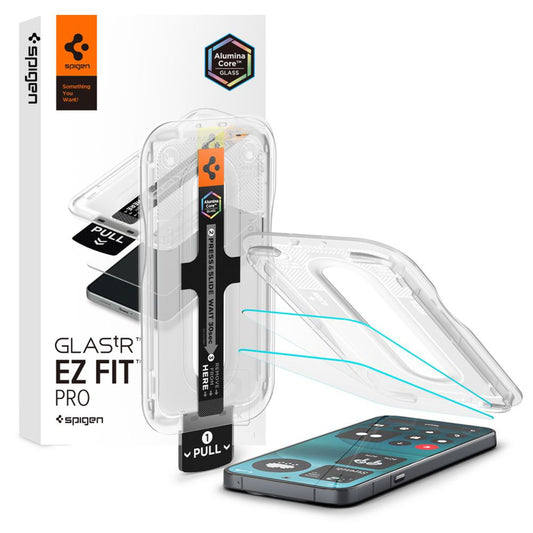 Spigen GlastR EZ FIT Pro Displayschutzfolie für Nothing Phone (4a) Pro, gehärtetes Glas, Full Glue, 2er Set AGL11681