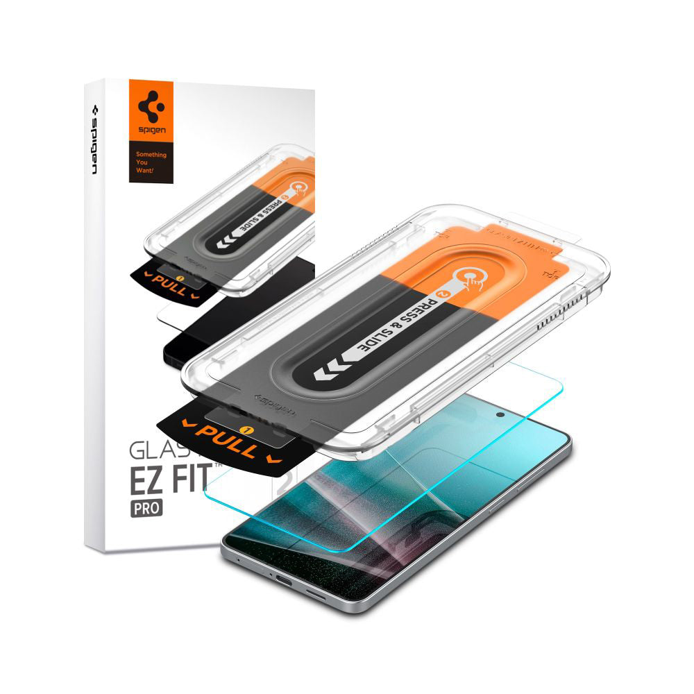 Schutzfolie Spigen GlastR EZ FIT Pro für Samsung Galaxy S25 Edge S937, gehärtetes Glas, Vollkleber
