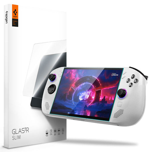 Schutzfolie Spigen GlastR Slim für Lenovo Legion Go S, Gehärtetes Glas, Vollverklebung, Set mit 2 Stück AGL09773
