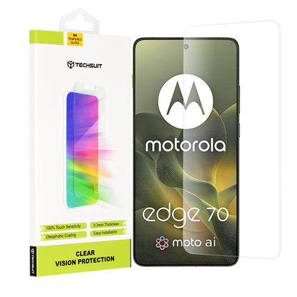 Schutzfolie Techsuit Clear Vision für Motorola Edge 70, gehärtetes Glas, Vollkleber