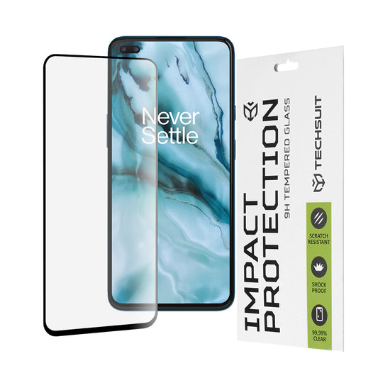 Techsuit M1 Displayschutzfolie für OnePlus Nord, gehärtetes Glas, Full Glue, 111D, Schwarz
