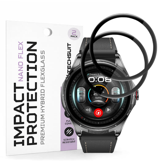 Techsuit Nano Flex Displayschutzfolie für Huawei Watch Buds 2, Kunststoff, 2 Stück, Schwarz