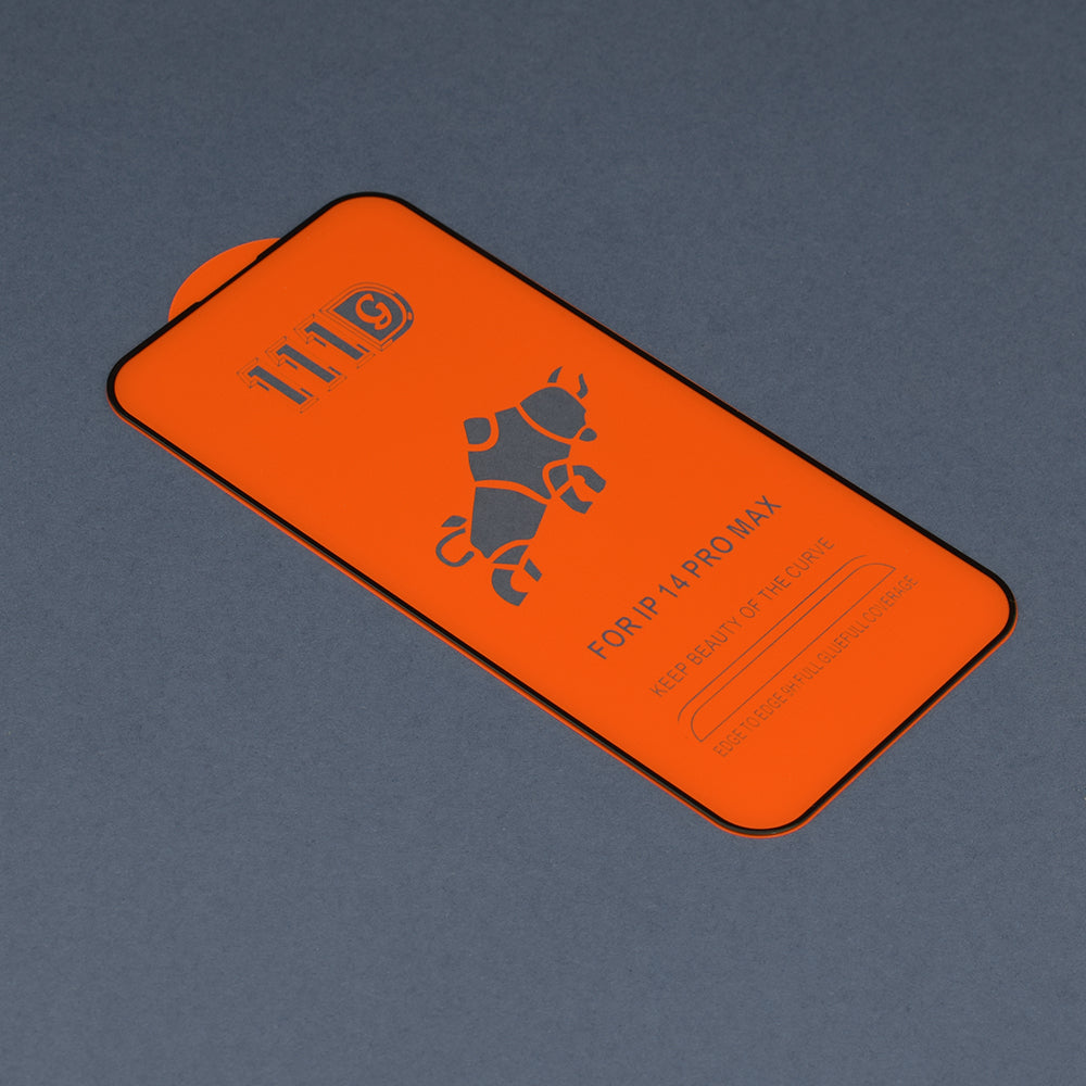 Techsuit Displayschutzfolie für Apple iPhone 14 Pro Max, gehärtetes Glas, Full Glue, 111D, Schwarz