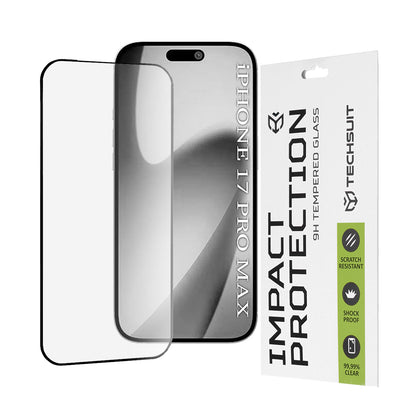 Schutzfolie Techsuit für Apple iPhone 17 Pro Max, gehärtetes Glas, Full Glue, 111D, Schwarz