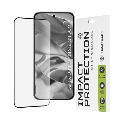 Techsuit Displayschutzfolie für Google Pixel 10 Pro XL, gehärtetes Glas, Full Glue, 111D, Schwarz