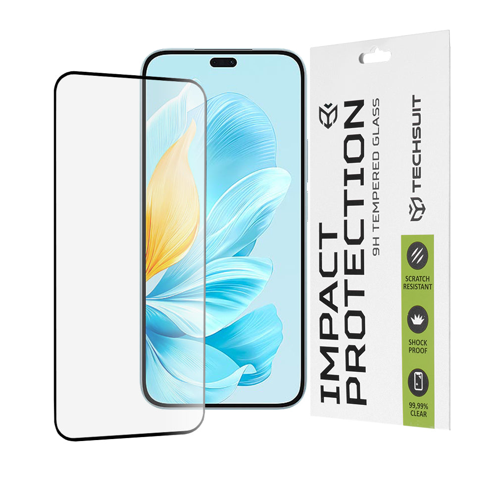 Techsuit Displayschutzfolie für Honor 200 Lite, gehärtetes Glas, Full Glue, 111D, schwarz