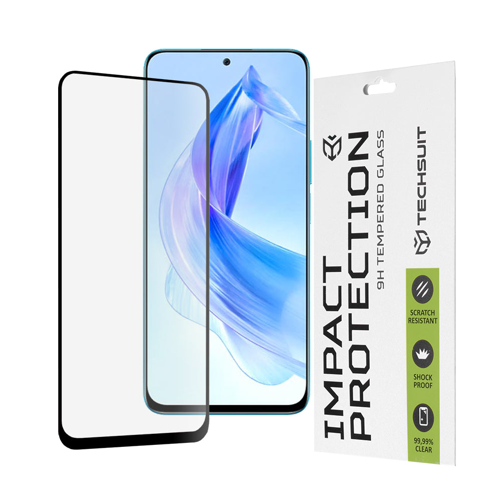 Techsuit Screen Protector Film for Honor 90 Lite, Tempered Glass, Full Glue, 111D, Black