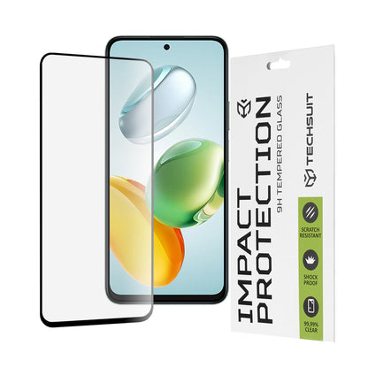 Techsuit Displayschutzfolie für Honor X7c / 200 Smart, gehärtetes Glas, Full Glue, 111D, Schwarz