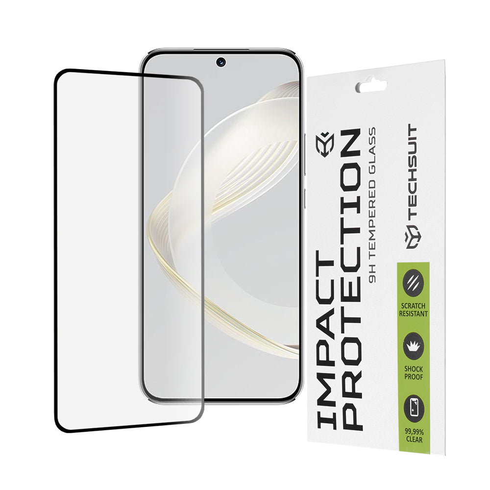 Techsuit Displayschutzfolie für Huawei nova 12s / nova 11, gehärtetes Glas, Full Glue, 111D, Schwarz