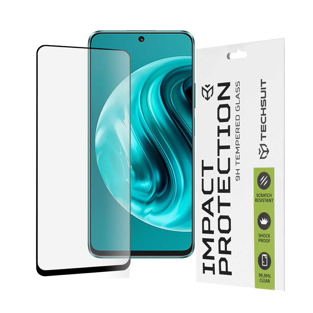 Techsuit Displayschutzfolie für Huawei nova 13i / nova 12i, gehärtetes Glas, Full Glue, 111D, Schwarz