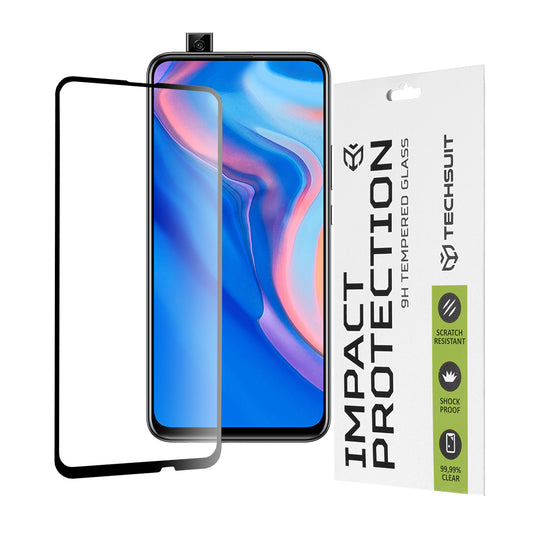 Techsuit Displayschutzfolie für Huawei Y9 Prime (2019) / P Smart Z, gehärtetes Glas, Full Glue, 111D, Schwarz