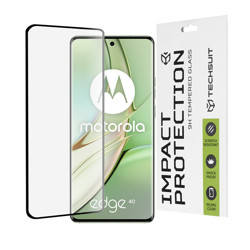 Techsuit Screen Protector for Motorola Edge (2023) / Edge 40, Tempered Glass, Full Glue, 111D, Black