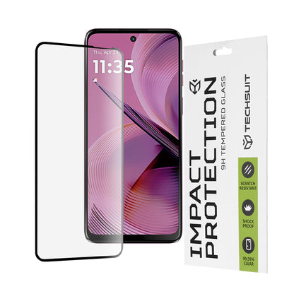 Techsuit Displayschutzfolie für Motorola Moto G55, gehärtetes Glas, Full Glue, 111D, Schwarz