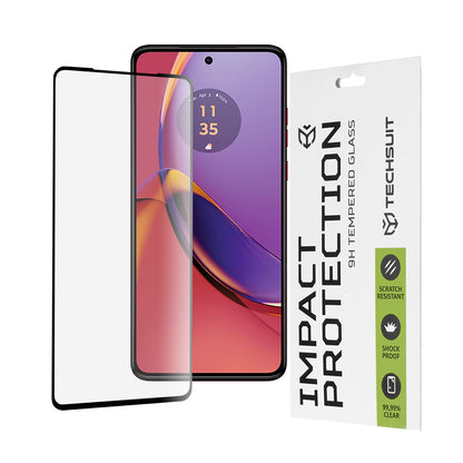 Techsuit Displayschutzfolie für Motorola Moto G84, gehärtetes Glas, Full Glue, 111D, Schwarz
