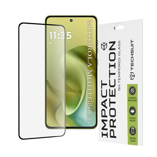 Techsuit Displayschutzfolie für Motorola Moto G86, gehärtetes Glas, Full Glue, 111D, Schwarz