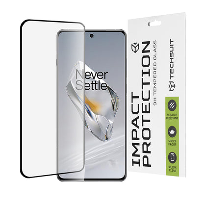 Techsuit Screen Protector Film for OnePlus 12, Tempered Glass, Full Glue, 111D, Black
