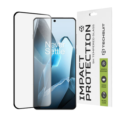 Techsuit Displayschutzfolie für OnePlus 13, gehärtetes Glas, Full Glue, 111D, Schwarz