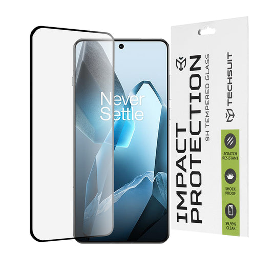 Techsuit Displayschutzfolie für OnePlus 13, gehärtetes Glas, Full Glue, 111D, Schwarz