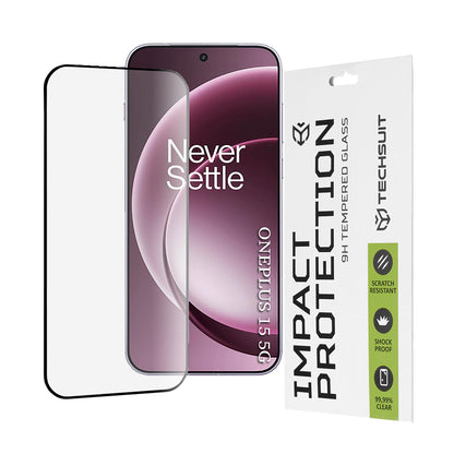 Schutzfolie Techsuit für OnePlus 15, gehärtetes Glas, Full Glue, 111D, Schwarz