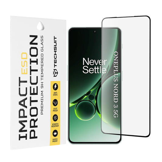 Techsuit Displayschutzfolie für OnePlus Nord 3, gehärtetes Glas, Full Glue, schwarz
