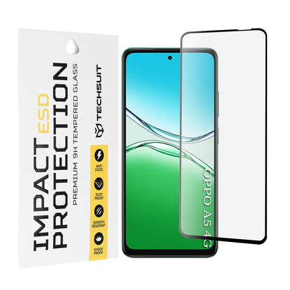 Techsuit Displayschutzfolie für Oppo A5 4G / A5 5G, gehärtetes Glas, Full Glue, Schwarz