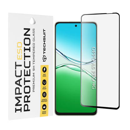 Techsuit Displayschutzfolie für Oppo A5 Pro 4G / A5 Pro, gehärtetes Glas, Full Glue, Schwarz
