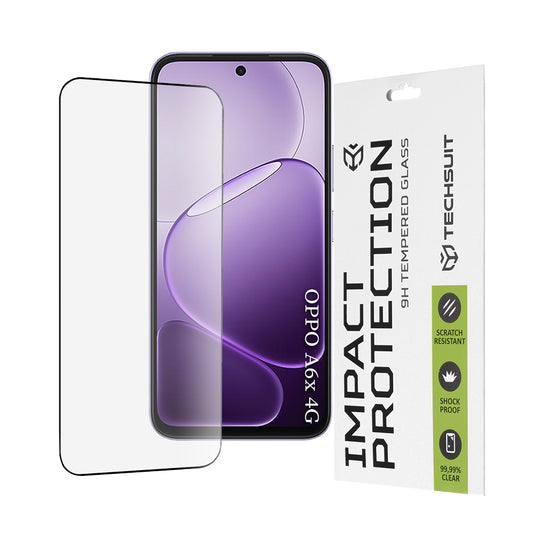 Schutzfolie Techsuit für Oppo A6x 4G / A6x, gehärtetes Glas, Full Glue, 111D, Schwarz