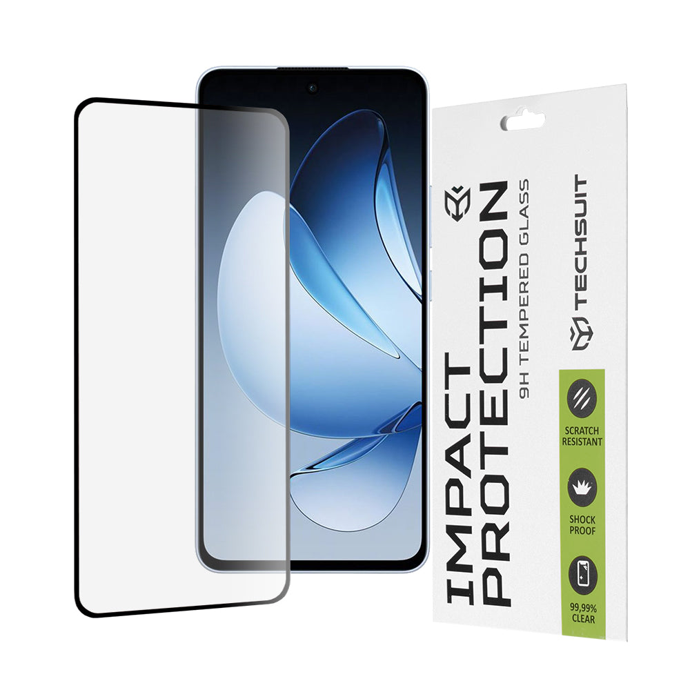 Techsuit Displayschutzfolie für Oppo Reno13, gehärtetes Glas, Full Glue, 111D, Schwarz