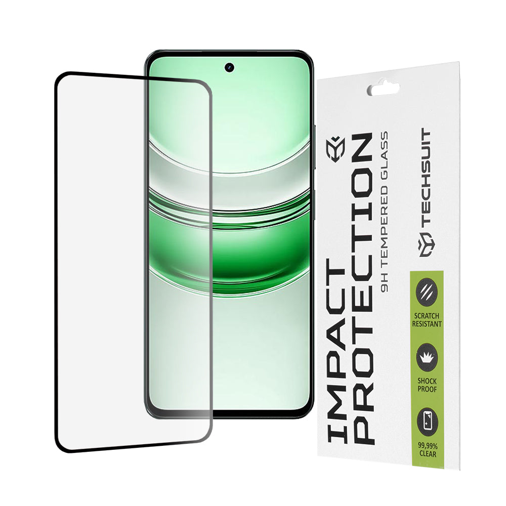 Techsuit Displayschutzfolie für Realme C71, gehärtetes Glas, Full Glue, 111D, schwarz
