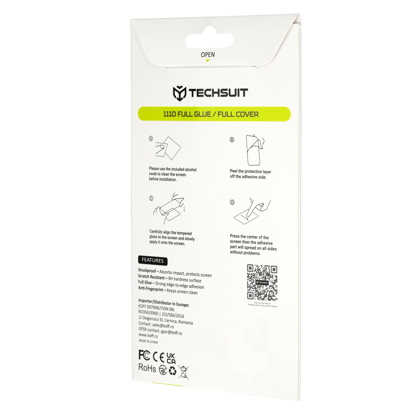 Techsuit Screen Protector Film for Samsung Galaxy A27 5G, Tempered Glass, Full Glue, 111D, Black